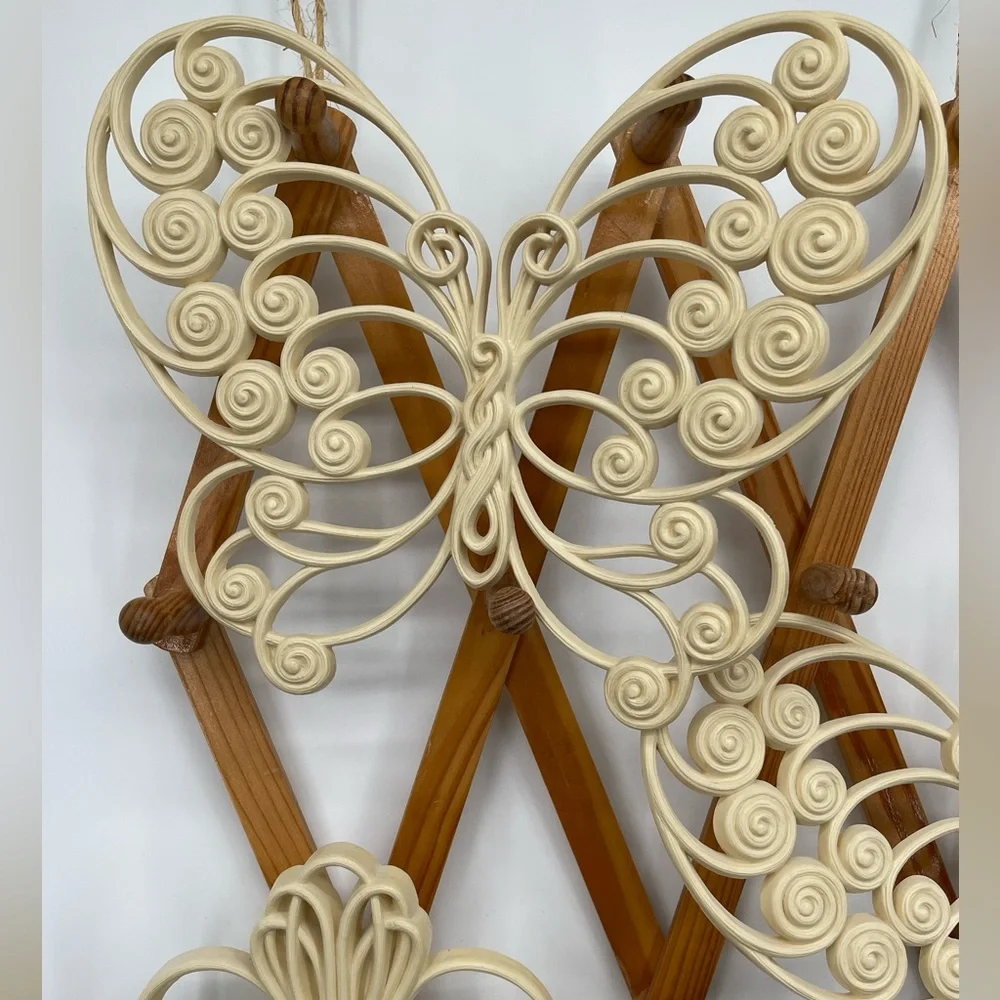 Vintage 1970s Burwood Products Co Elegant Cream Butterfly and Sconce Wall Decor